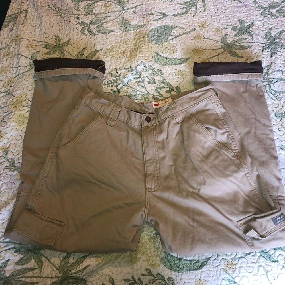 Tan fleece lined cargo pants